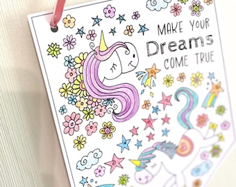 Printable Colour In Unicorn Wall Sign, Unicorn Craft Activity, Colouring In Sheet, Color In / Coloring Download, Kids Unicorn Activity Sheet