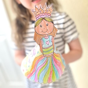 Printable Princess Paper Doll Craft Activity, Paper Craft Kit, Make Your Own Paper Doll, Colouring, Coloring Pages, Arts & Crafts for Kids
