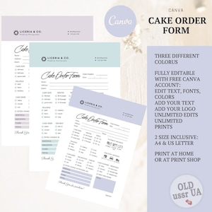 Fillable Cake Order Form Editable, Cake Business Bundle, Cake Pricelist, Bakery Business Forms Bundle, Baking Invoice,