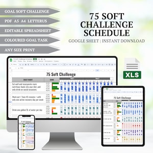 Achieve Fitness Goals with 75 Day Challenge Tracker - Editable Template and PDF Format