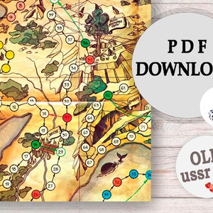 Jogo de tabuleiro Vintage Treasure Island PDF - Fun Sea Pirates Adventure - Jogo de tabuleiro da URSS dos anos 1980 - Download instantâneo
