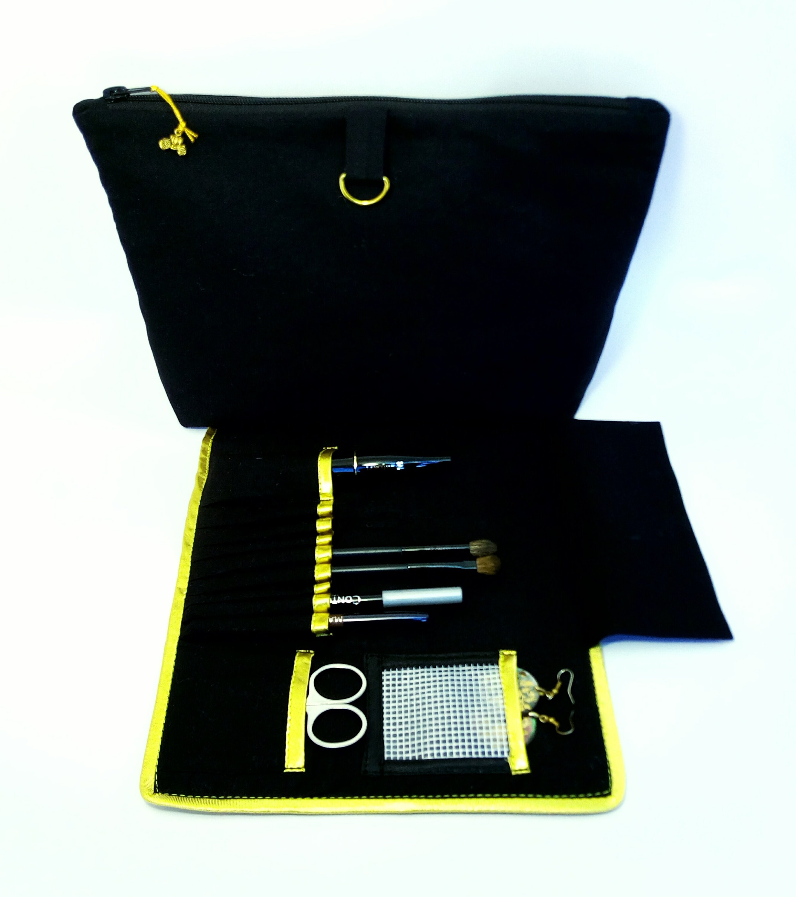 Black Gold Makeup Bagbrush Organizermakeup Bag & Brush Etsy