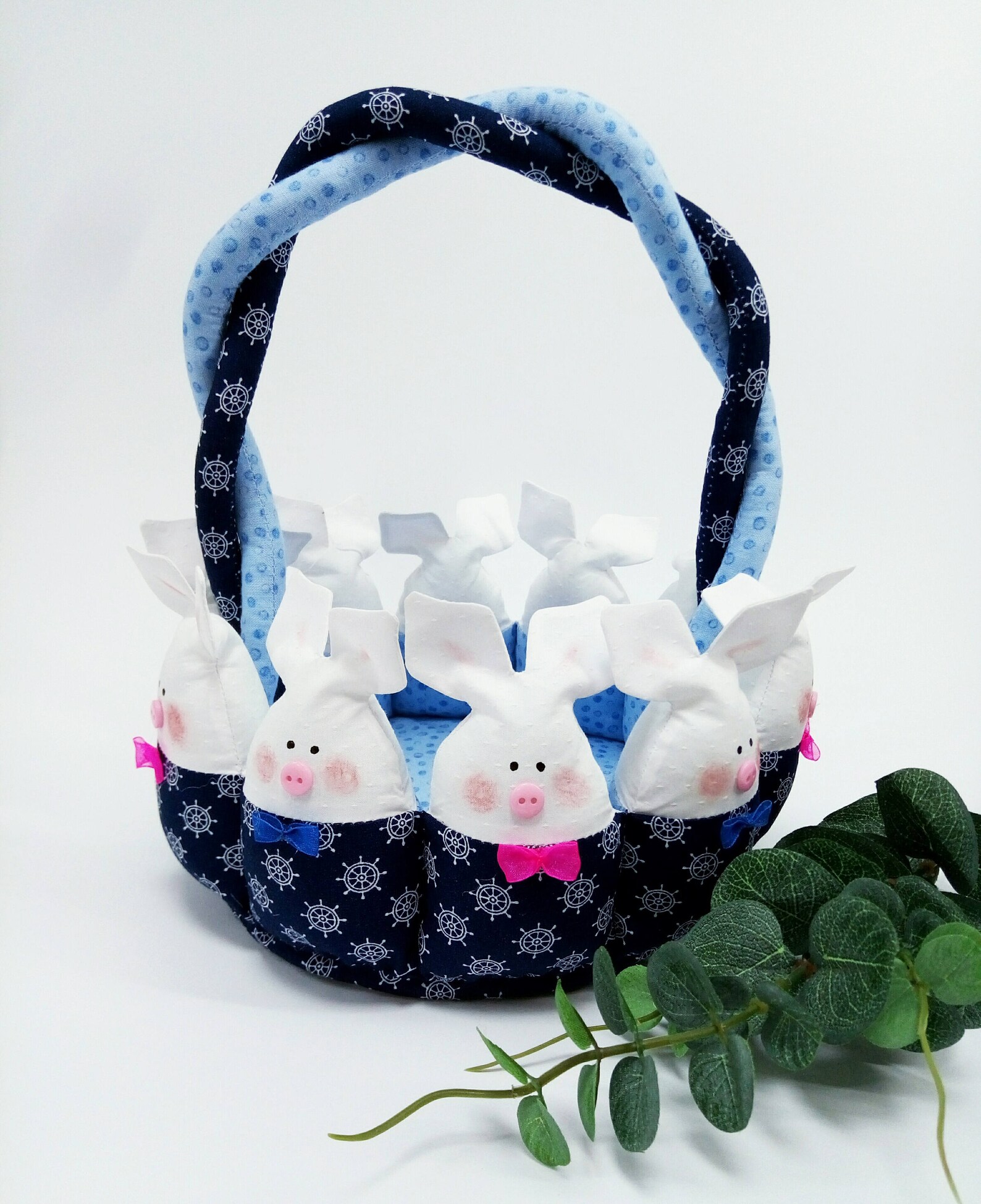 Yellow Easter Basket.bunny Rabbit.easter Basket With Etsy