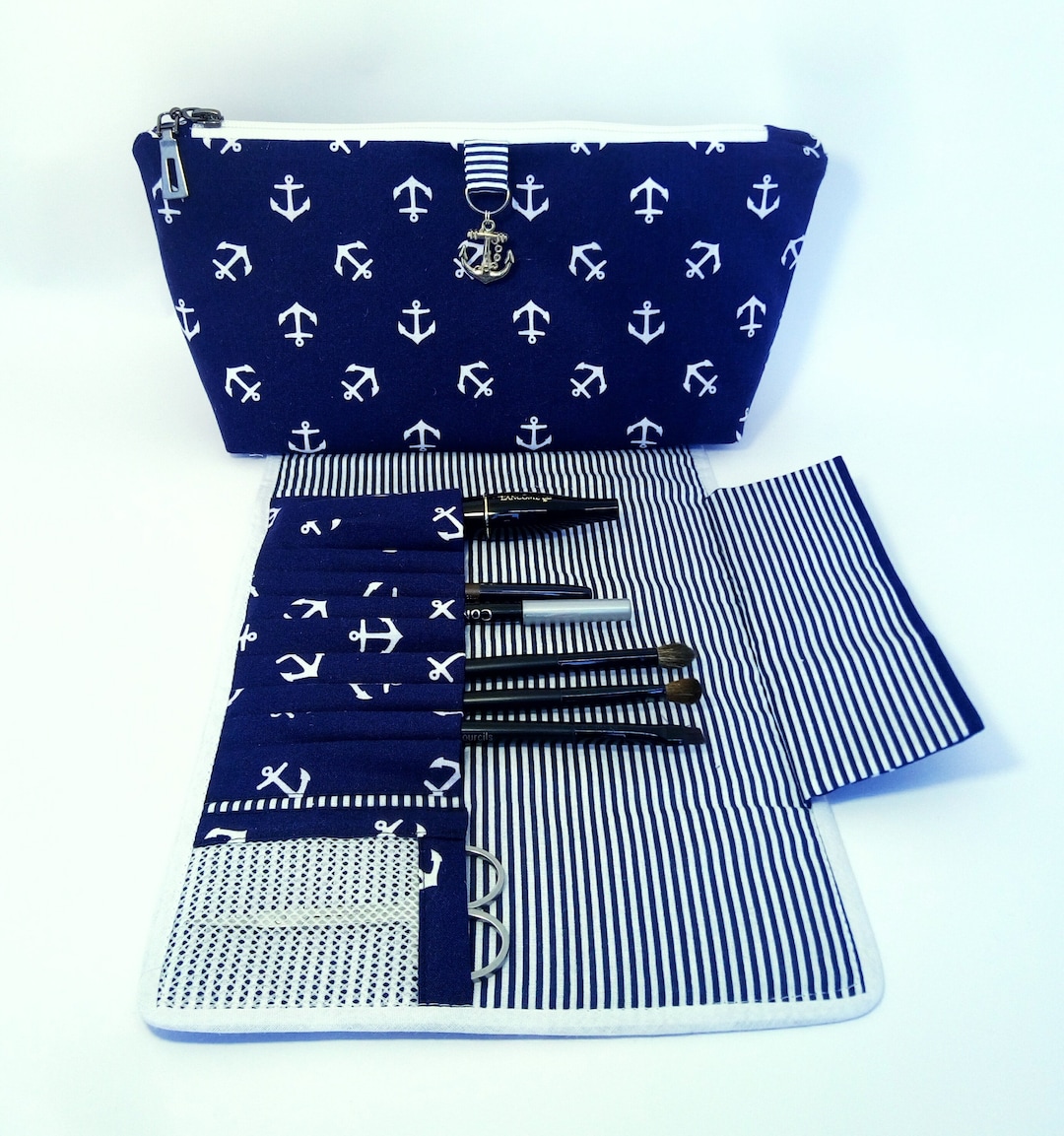 Anchor Cosmetic Bag Makeup Bag & Brush Holder Travel Makeup Etsy