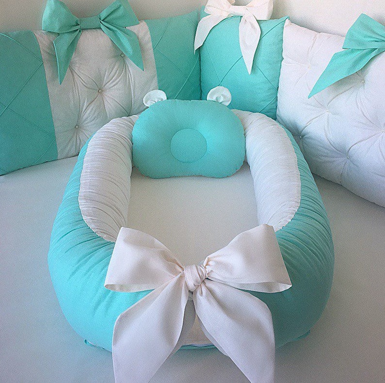 Mint baby nest set Newborn nest Baby nest bed Baby blanket Etsy