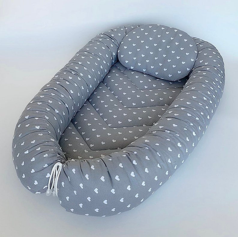Grey baby nest sleeper Organic baby lounger for boy Babies bed Etsy