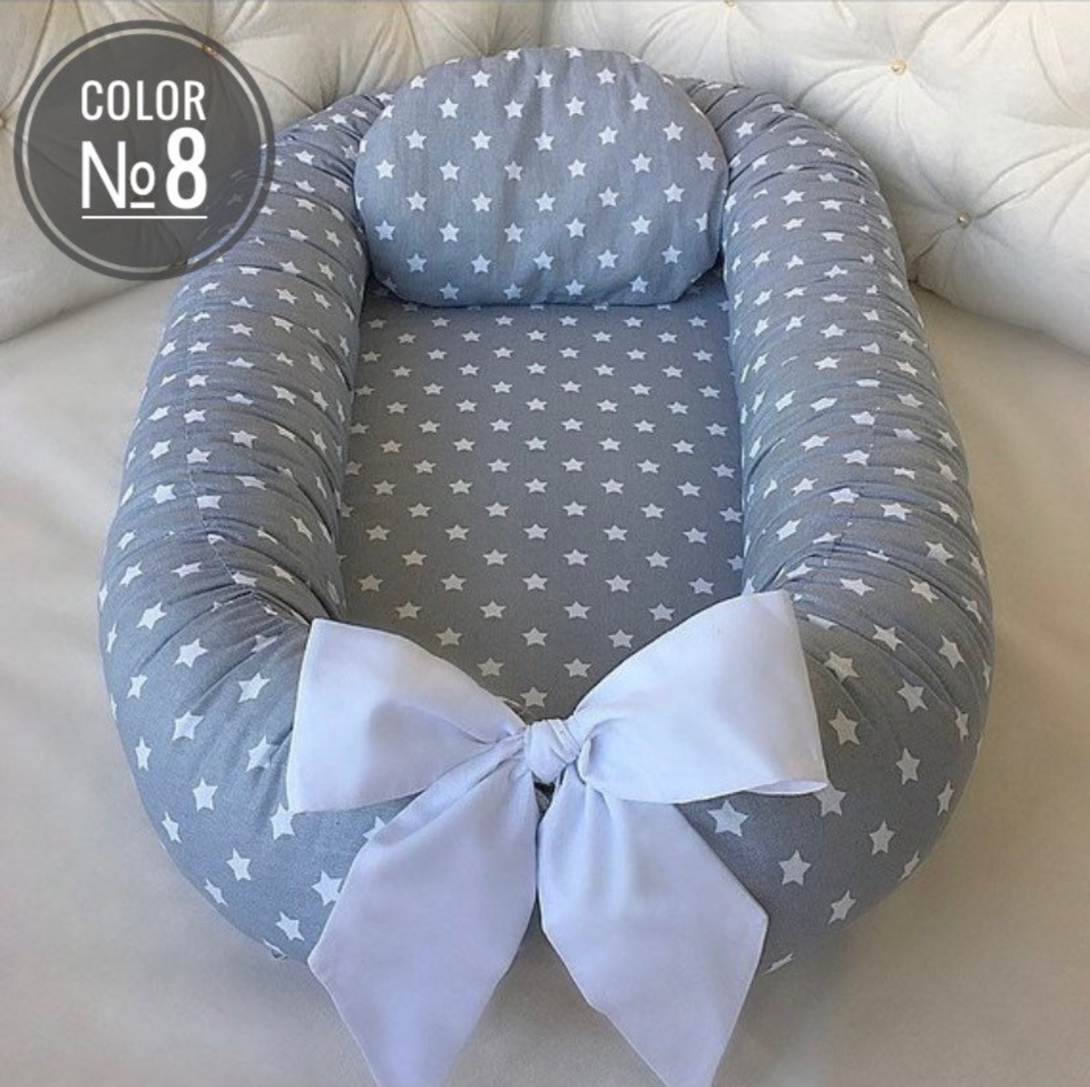Gray organic baby lounger Baby nest sleeper Newborn bed deluxe Etsy