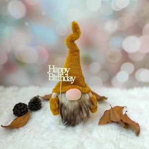 Happy birthday written gonome, surprise birthday gift, Camel Gnome, tomte, nisse, Scandinavian gnome, home decor, birthday present