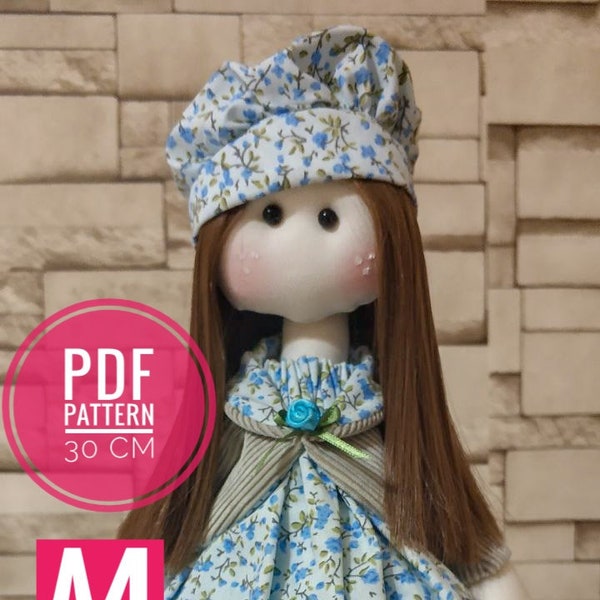 12 inc Cloth doll pattern PDF, 30 cm doll pattern, tilda doll pattern, fabric doll pattern, pattern, home decor doll,rag doll sewing pattern