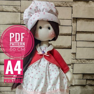 23 inc Cloth doll pattern PDF, 60 cm doll pattern, tilda doll pattern, fabric doll pattern, pdf pattern, home decor, rag dollsewing pattern,