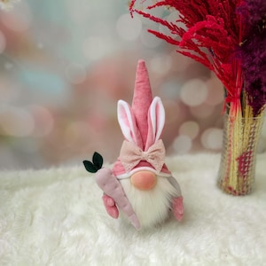 Handmade Bunny Gnome – Easter Decor, Spring Farmhouse Gnome, Long-Eared Rabbit Gnome, Tiered Tray Bunny, Mother’s Day Gift