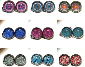 Ear clips stainless steel 12 mm motif mandala no ear holes