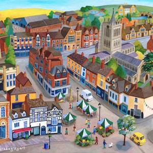 Melton Mowbray in Leicestershire illustration print of original painting