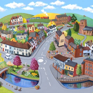 Quorn, Leicestershire illustration print painting