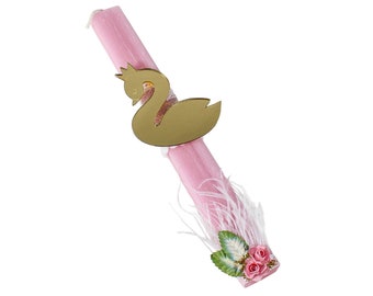 Swan Greek Easter Candle for Girl. Greek Easter Lambada for Goddaughter. Palm Sunday Candles. Lampada for Girl. Easter Gift for Girl.