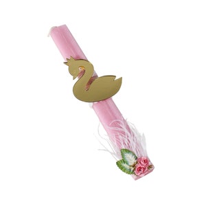 Bougie de Pâques grecque cygne pour fille. Lambada grecque de Pâques pour filleule. Bougies du dimanche des Rameaux. Lampada pour fille. Cadeau de Pâques pour fille. image 1