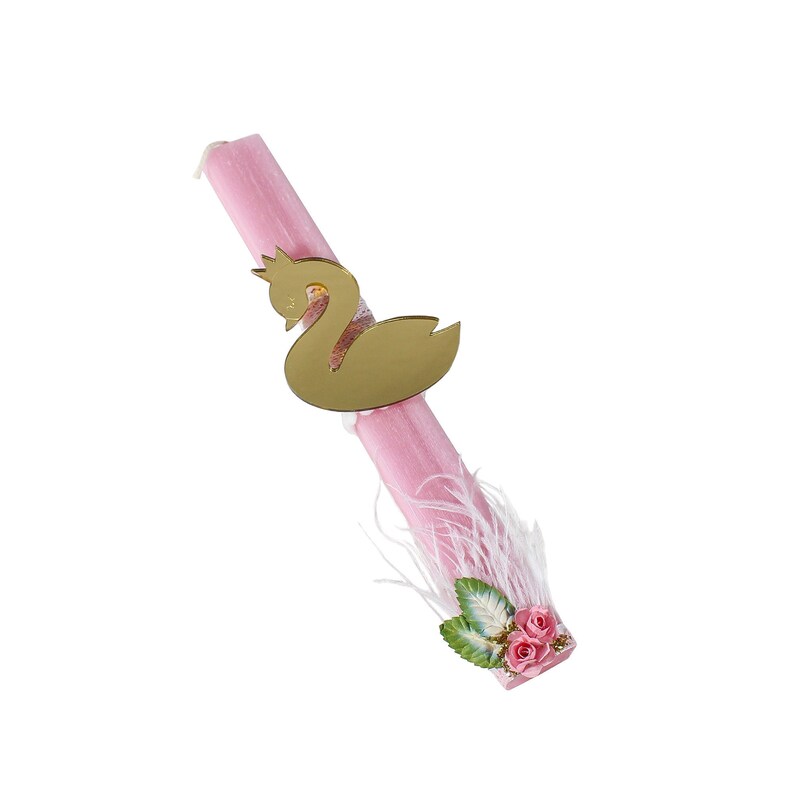 Bougie de Pâques grecque cygne pour fille. Lambada grecque de Pâques pour filleule. Bougies du dimanche des Rameaux. Lampada pour fille. Cadeau de Pâques pour fille. image 1