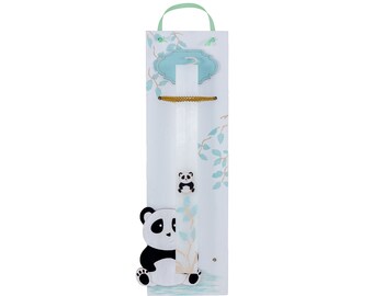 Panda Lambada For Boy. Personalized Easter Candle for Baby Boy. Luxury Easter Gift for Godson. Greek Easter Lampada with animal.