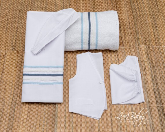 Blue Lathopana set, Orthodox Baptism Lathopana set,Greek Baptism Ladopana set,Oil Sheet and Towels set for Greek Baptism