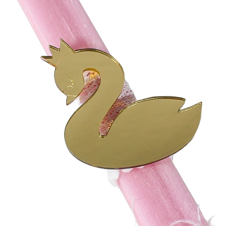 Bougie de Pâques grecque cygne pour fille. Lambada grecque de Pâques pour filleule. Bougies du dimanche des Rameaux. Lampada pour fille. Cadeau de Pâques pour fille. image 4