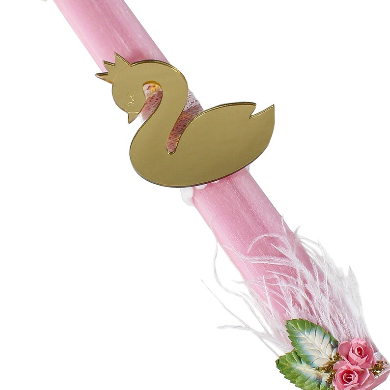 Bougie de Pâques grecque cygne pour fille. Lambada grecque de Pâques pour filleule. Bougies du dimanche des Rameaux. Lampada pour fille. Cadeau de Pâques pour fille. image 2