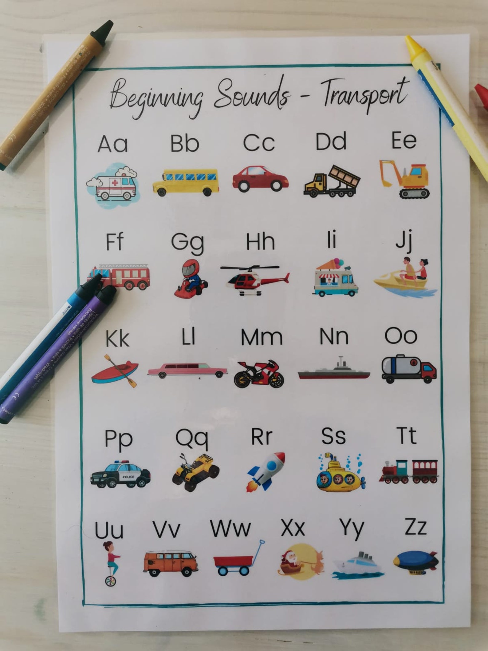 Transport Beginning Sounds. Printable for Early Development. Etsy