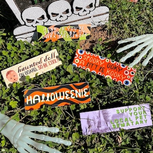 halloween mini bumper sticker | vinyl sticker | haunted doll | pet sematary | spooky sticker | decal | typography | funny | spooky season
