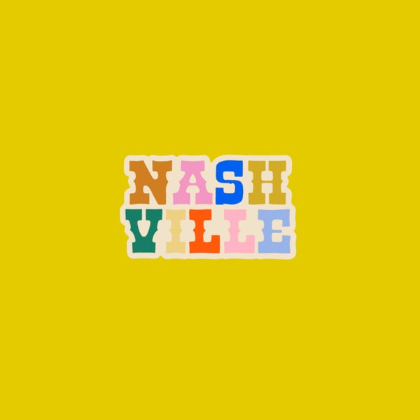 mini nashville sticker | typography | nashville bachelorette | vinyl sticker | rainbow | southern | tennessee | music city