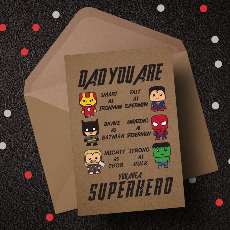 Marvel / DC Superhero Father's Day or Birthday Card Etsy