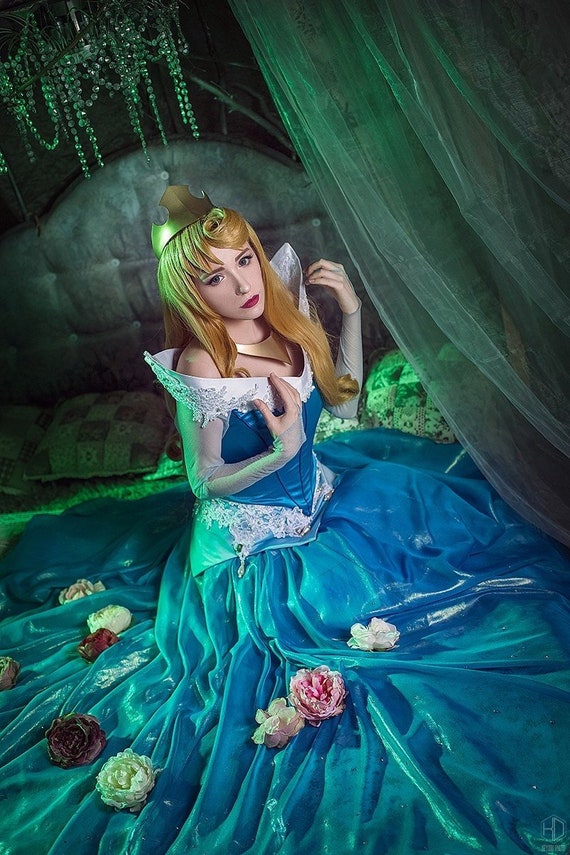 Sleeping Beauty Aurora Disney Cosplay Costume Dress Made To Etsy