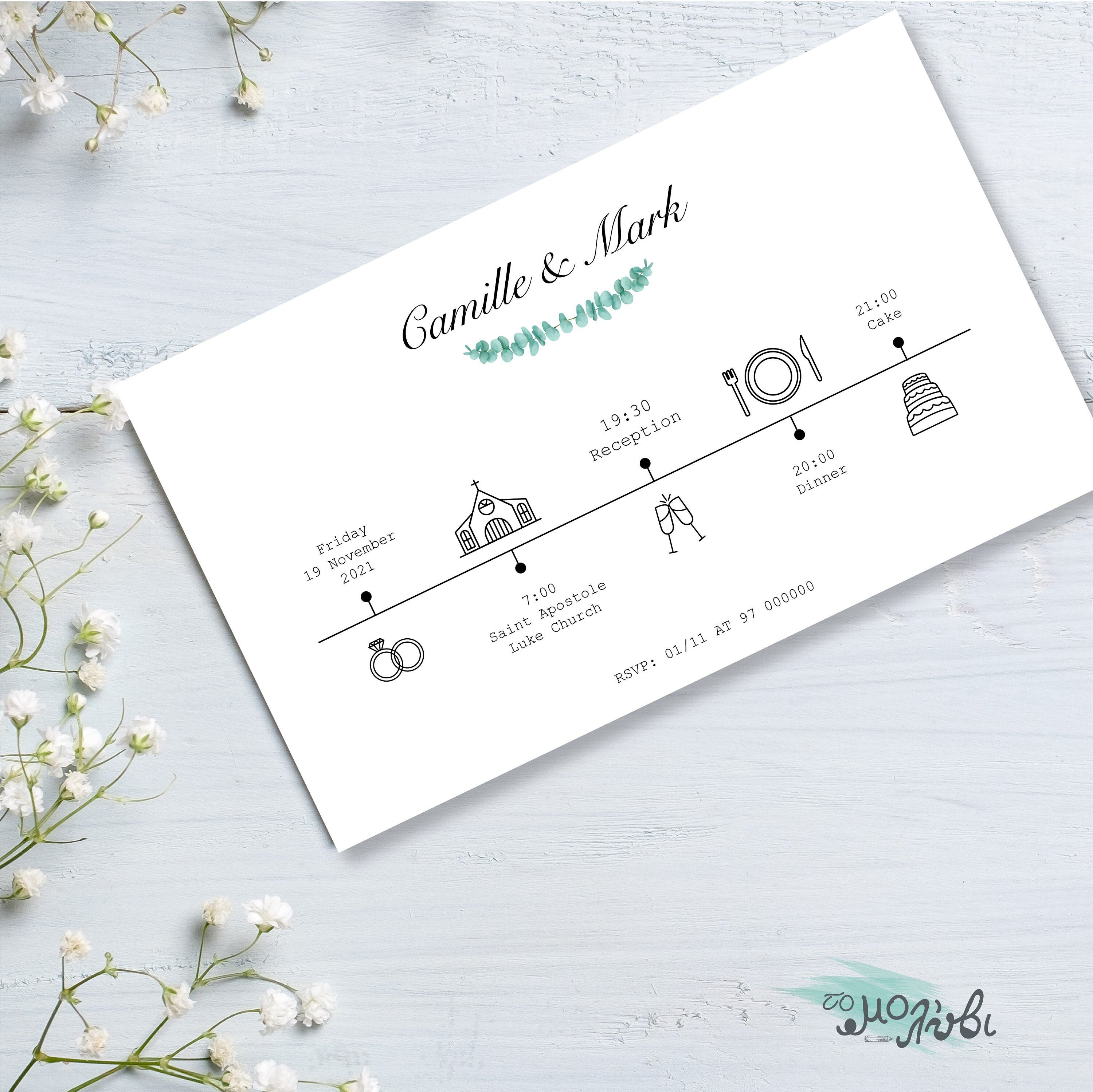 Wedding Timeline Invitation / Digital Invitation Etsy