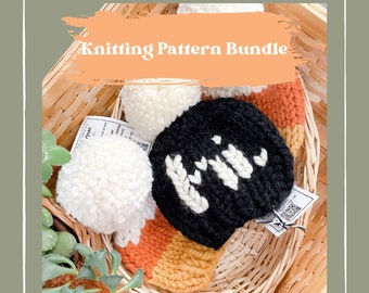 Knitting Pattern Bundle: Hi and Candy Corn Beanie Patterns