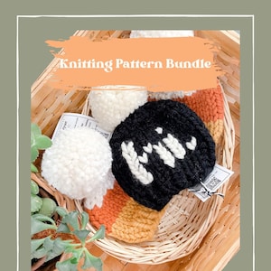 Knitting Pattern Bundle: Hi and Candy Corn Beanie Patterns
