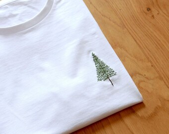 Customizable hand-embroidered organic cotton t-shirt - SAPIN