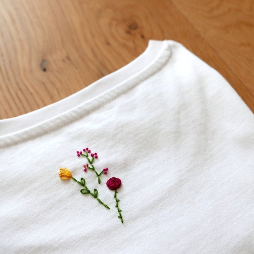 Buy Customizable Organic Cotton T-shirt Embroidered Hand COL Online in ...