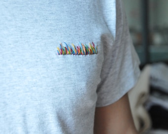Customizable hand-embroidered organic cotton t-shirt - FLAMME