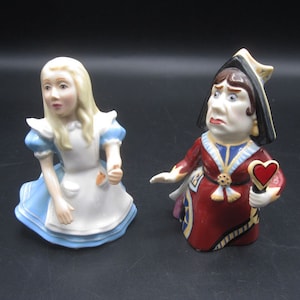 Alice in Wonderland and Queen of Hearts Dept 56 Candle Crown Collection  Ceramic Figurine Snuffer