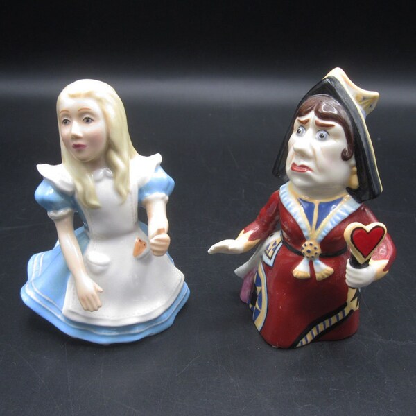 Alice in Wonderland and Queen of Hearts Dept 56 Candle Crown Collection  Ceramic Figurine Snuffer