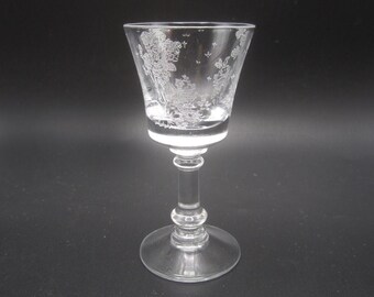 Fostoria Willow Etch 1 oz Cordial Glass - Stem 6023 - Elegant Depression Glass