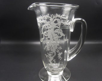 Fostoria JUNE Etch Crystal Pitcher #5000 Jug - 48 oz - Elegant Depression Glass