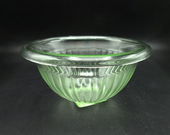 Federal Green Uranium Glass 6.5” Mixing Bowl Depression Kitchen Glass