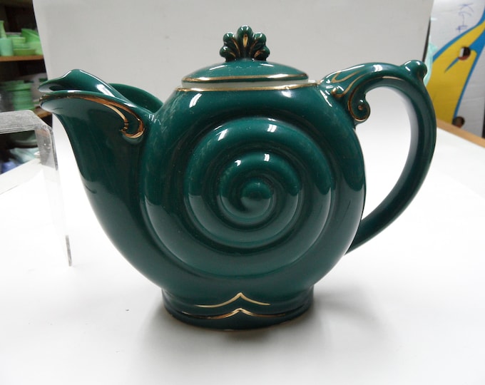 1930s Deco Hall China Nautilus Teapot With Gold Etsy