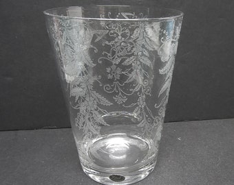 1930s Lotus VESTA Etch Vase with Original Lotus Label - Elegant Depression Glass