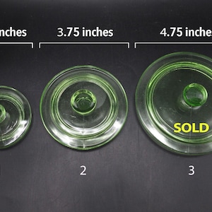 Hocking Glass Depression Uranium Green LID ONLY for Provision Jar, Hoosier Storage Canister - 3 lid sizes available