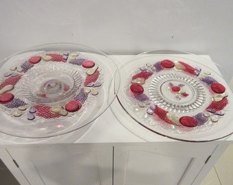 2 Pcs Westmoreland Della Robbia 14" Cake Stand and 14" Platter Depression Glass