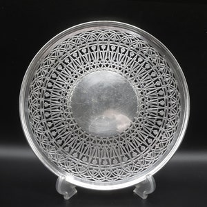 Ornate Pairpoint Pierced Design Silver Plate Footed Sheffield Tray- Antique Openwork - Signed