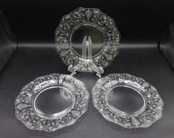 Cambridge Rose Point Bread Plate: Etched Crystal Glassware, 6 Inch