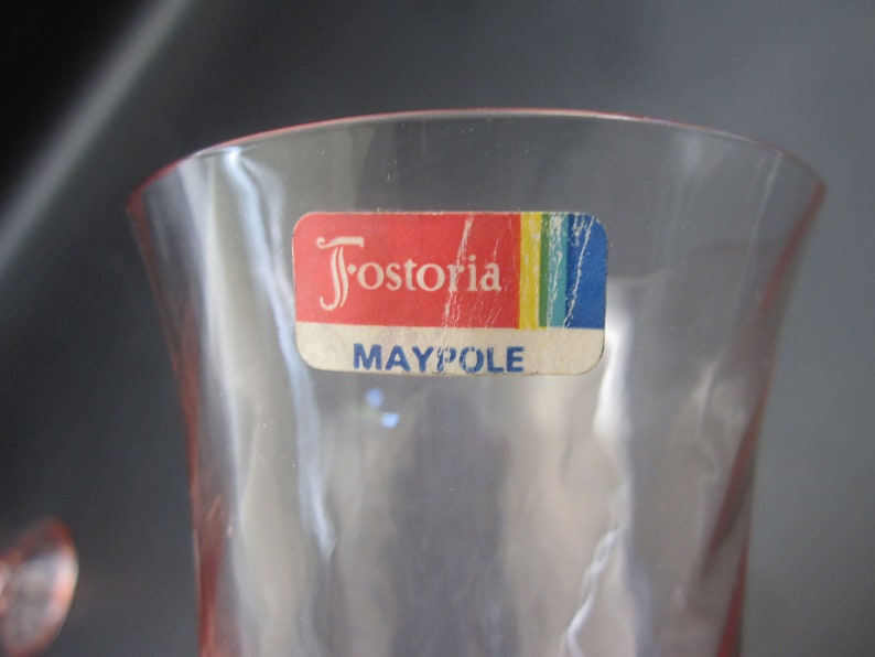 6 Fostoria Maypole Peach 6 5/8 Wine Glasses Spiral Optic Original Labels Unused image 5