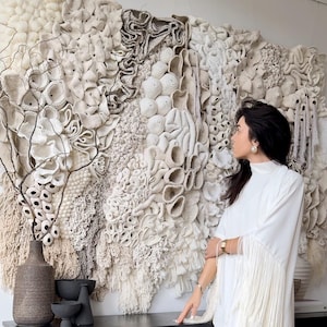 Korallenriff-Faserkunst-Wandbehänge, dekorative Wandteppiche, abstrakte Kunst, Wandteppich, Makramee-Wandbehänge, Textilkunst
