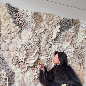 Wandbehänge aus Korallenriff-Faserkunst, dekorative Wandteppiche, abstrakte Kunst, Wandteppich, Makramee-Wandbehänge, Textilkunst